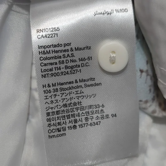 H&M jumpsuit, blue and brown leaf print, cropped length, convertible straps - Picture 16 of 16